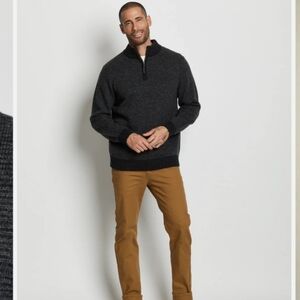 Pendleton Men's Charcoal Gray Quarter Zip-Up 100% Wool Sweater Size Medium